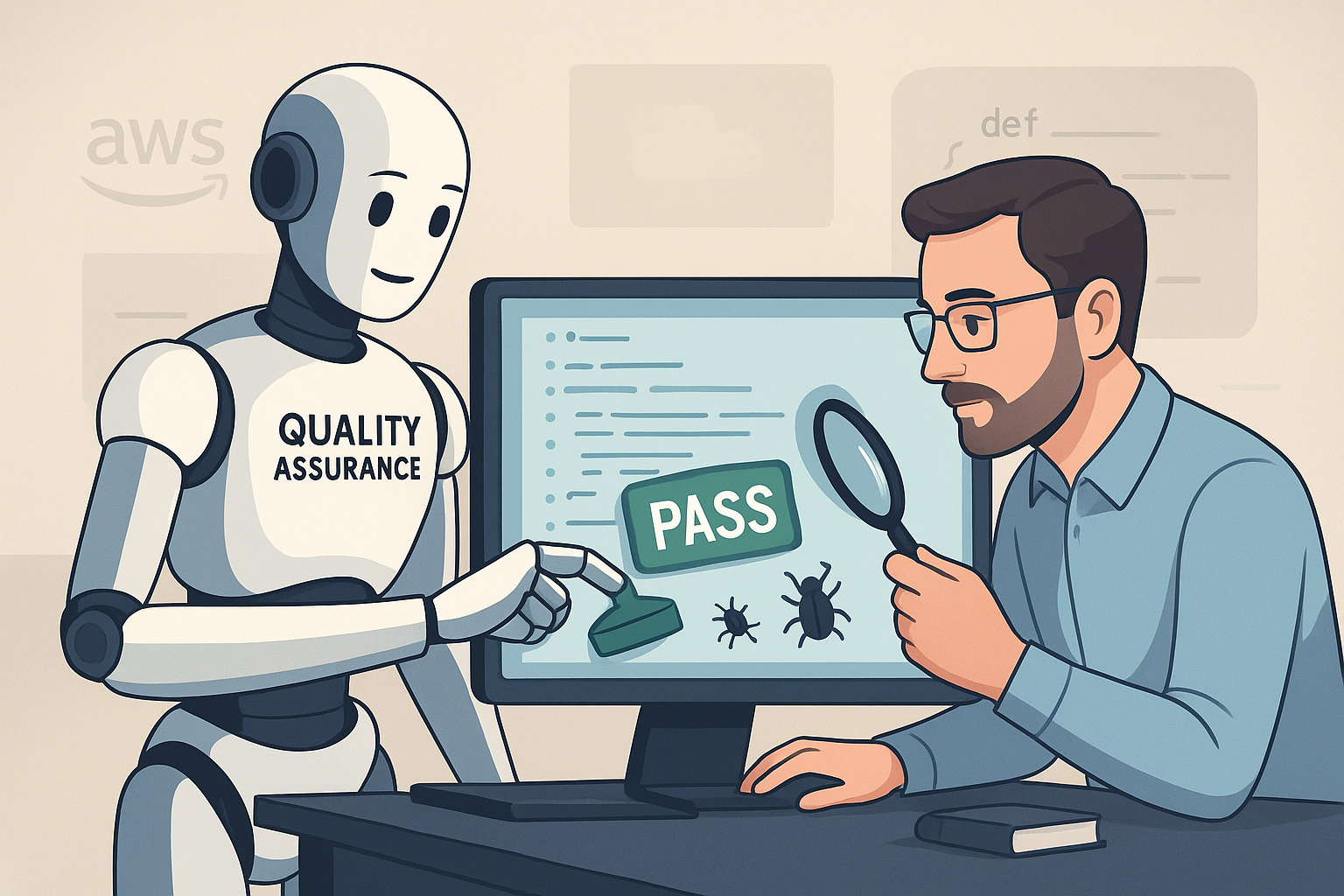 AI and Human Teamwork Illustration